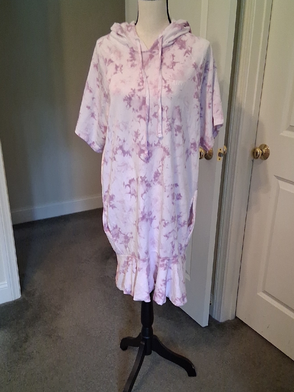 Dkny Lavender Tie-Dye Midi Hoodie Dress